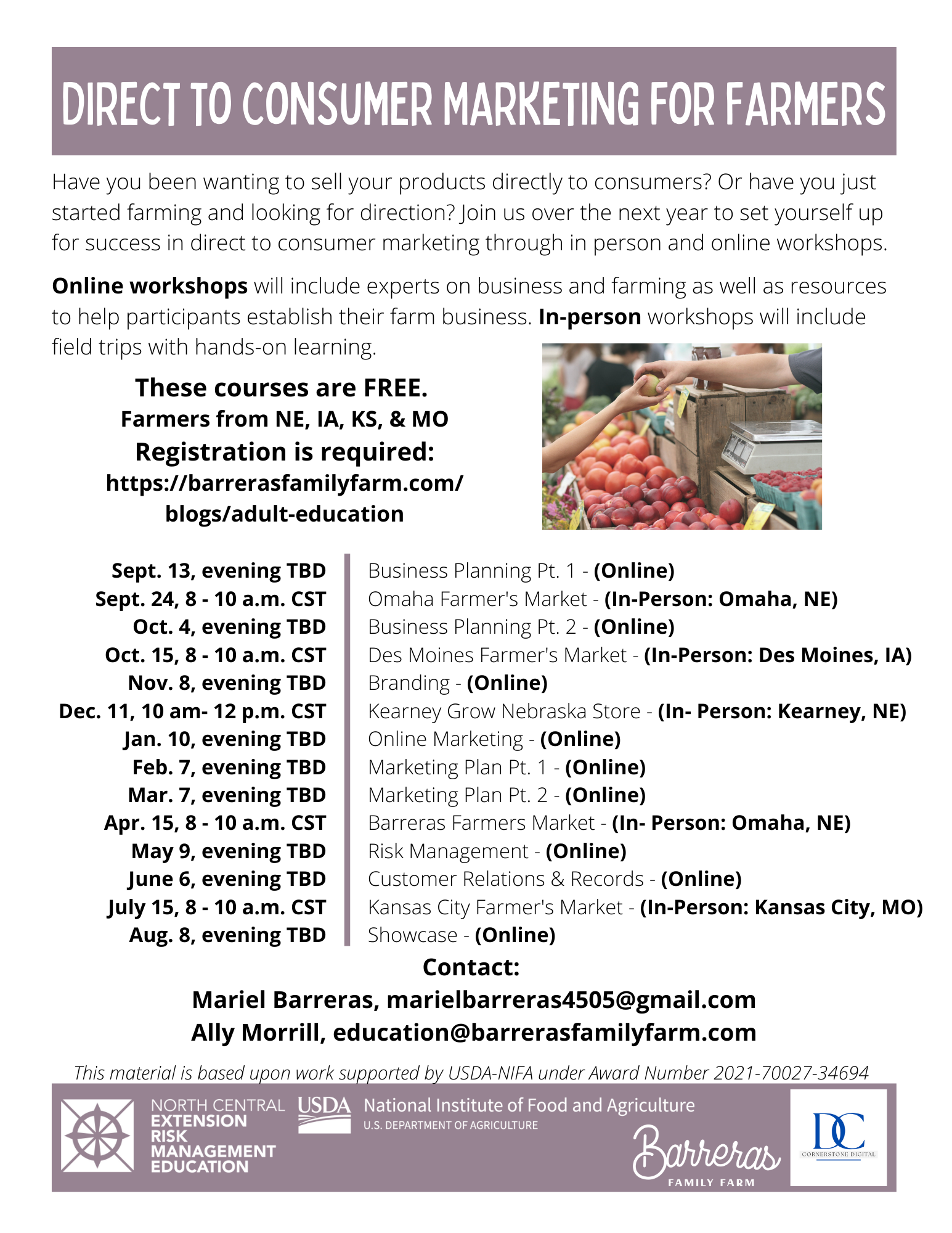 Direct to Consumer Marketing for Farmers Webinar Series